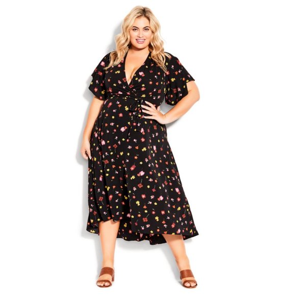 NWT Evans Maxi Vivian Wrap Dress Pink Petal 26/28 = 3X - Picture 1 of 4